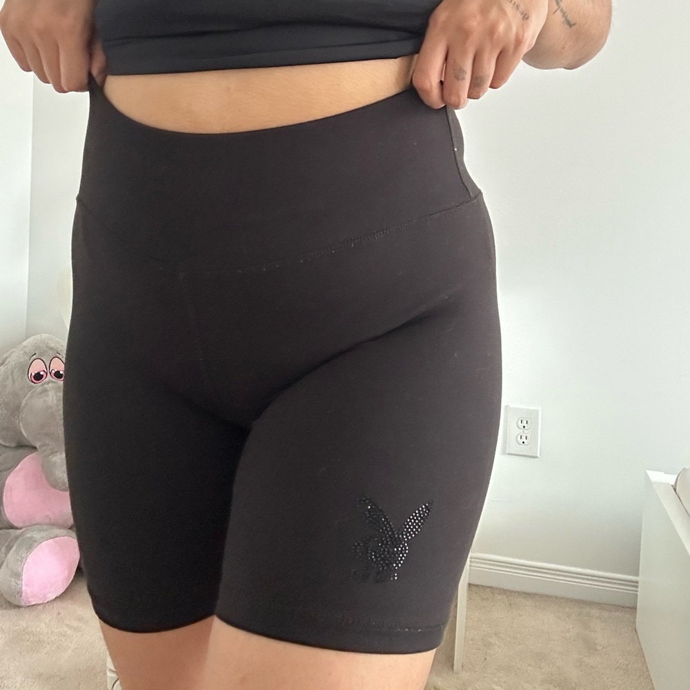 Playboy black biker shorts